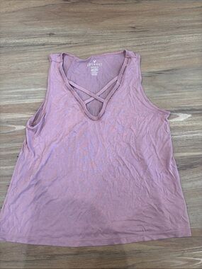 American Eagle Curved Hem Crisscross Tank Top - Mauve Pink